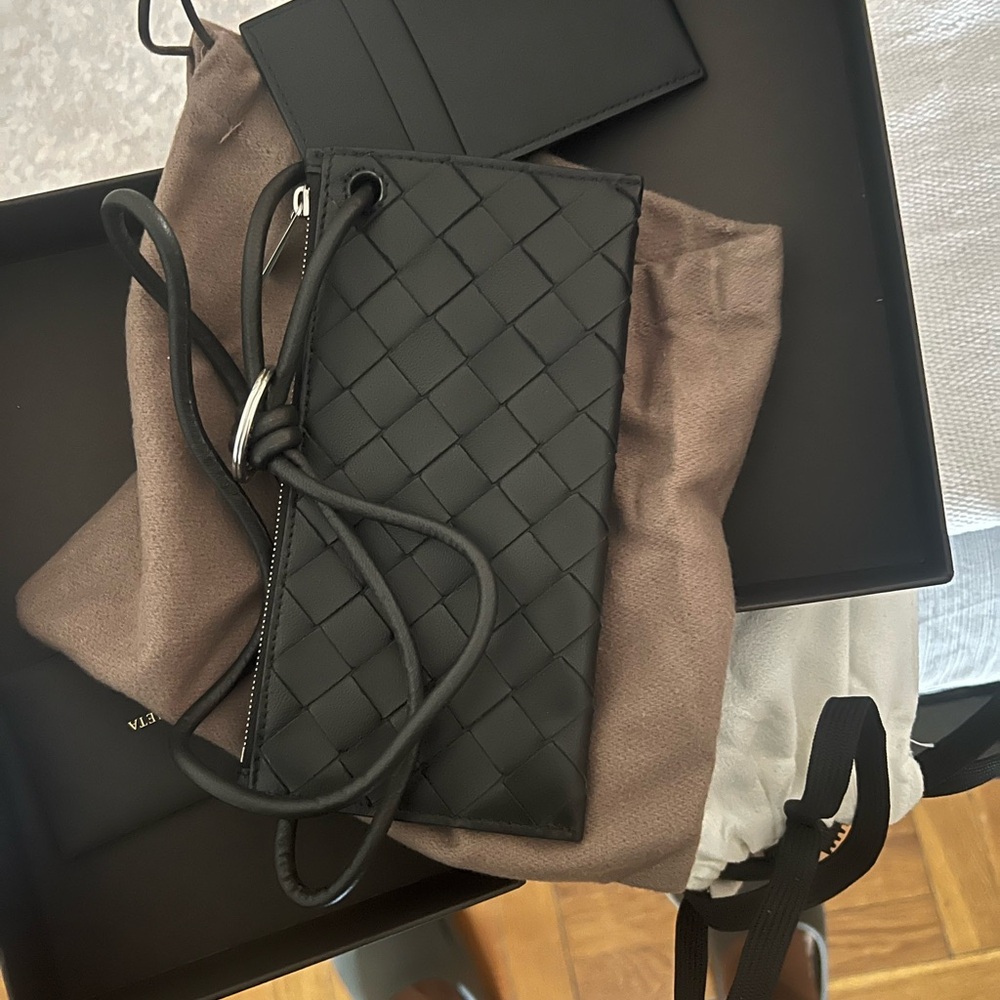Black Woven Leather Clutch